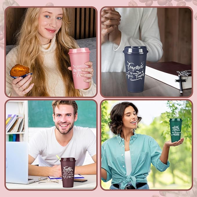 Pickmesh 60 Pcs Employee Appreciation Gifts Christmas Thank You Gift for Team Building 16 oz Teacher Plastic Coffee Cup with Lid Inspirational Travel Tumbler for Coworker Staff Pastor (Colorful)