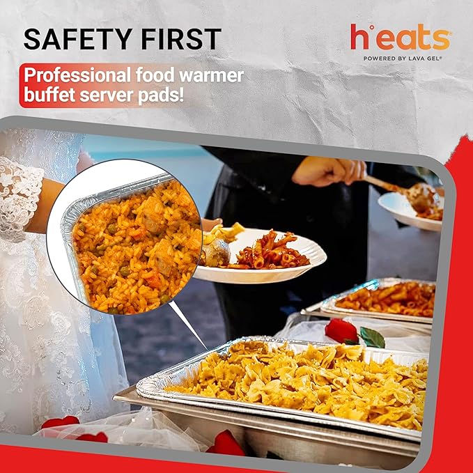Self-Heating Buffet Kit – Flameless Food Warmer Set for Parties – Includes 4 Trays, 4 Half-Size Heat Pads & Foil Pans – Keeps Hot Food Hot for up to 3 Hours – Gel Fuel Can Alternative