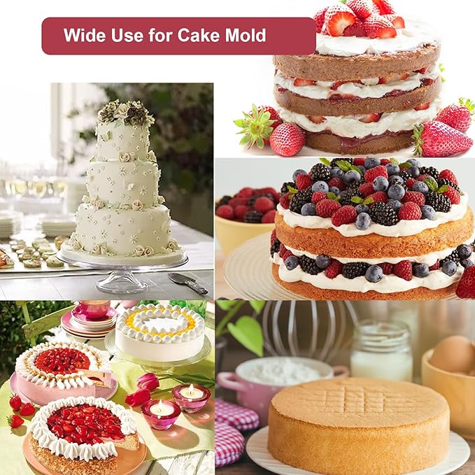 Nalchios 3-Piece Wine Red Silicone Round Cake Pans Set for Baking, Non-stick Flexible Silicone Baking Mold Pans for Layer Cake, Cheese Cake, Chocolate Cake 4+6+8 Inch