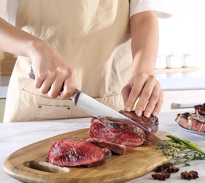 PAUDIN Carving Knife 8 inch, Ultra Sharp Brisket Slicing Knives, Premium Meat Cutting Knives German Stainless Steel, BBQ Knife with Ergonomic Handle, for Slicing Roast, Meats and Vegetables