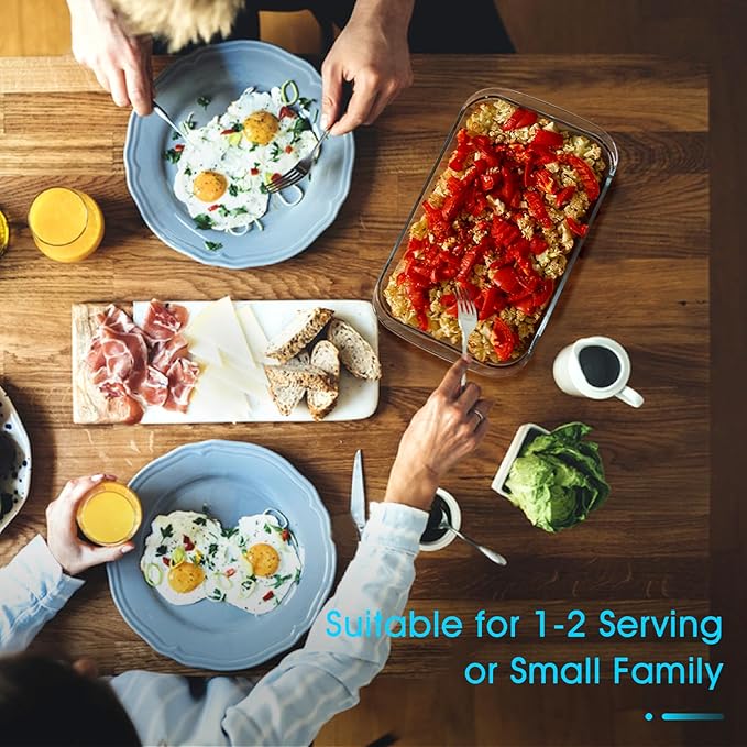 2 Quart Glass Baking Dish for Oven, Single Serving Glass Pan for Cooking Casserole Dish Rectangular Baking Pan Bakeware