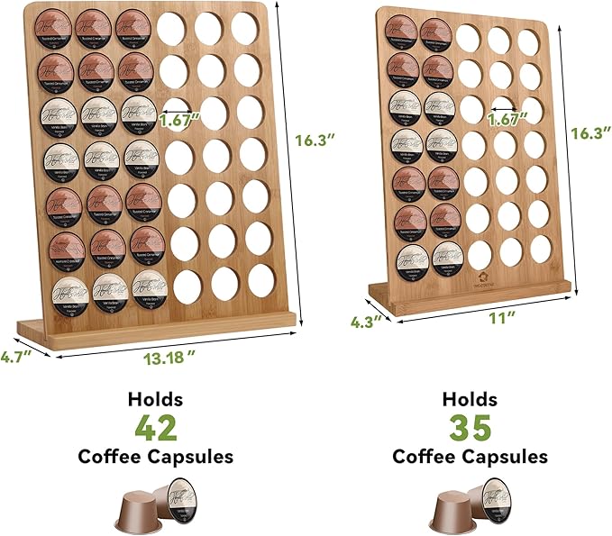 simesove K Cup Holder, Bamboo Keurig Storage Organizer, Holds 35 Pods for Coffee Bars, Offices, and Kitchens, k-cup Pod Holders Display Rack for Countertop