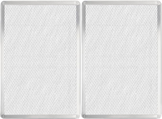 Pizza Screen 11 x 16 Inch 2 Pack Rectangular Aluminum Pizza Pan Restaurant-Grade Flatbread Screen Pizza Crisper Pan,Oven-Safe