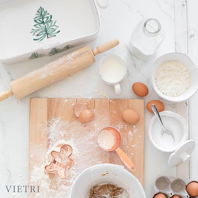 Vietri Lastra Holiday Square Baker, Stoneware Oven Baking Dish & Serving Pan, Christmas Bakeware