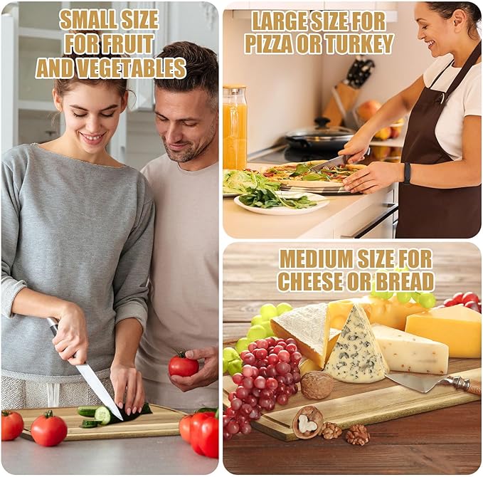 Patelai 12 Pack Large Cutting Boards Bulk Wooden Kitchen Chopping Boards for Crafts DIY Wedding Housewarming Gift(Acacia,12 x 9 Inch)