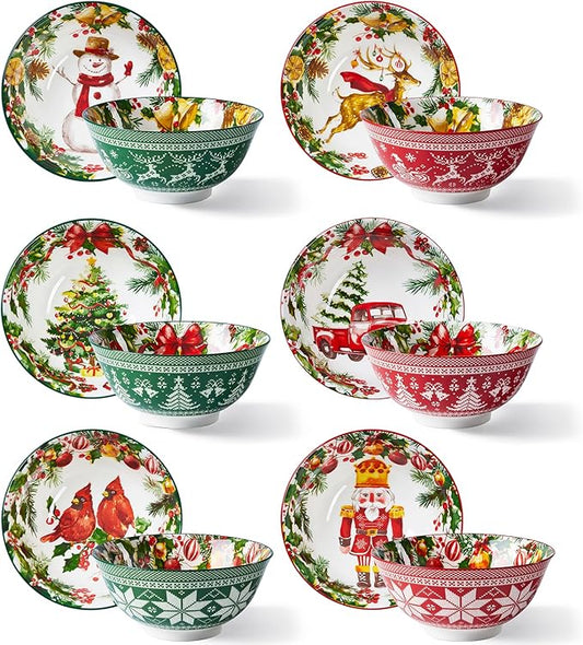 Christmas Ceramic Bowls, 23 Oz