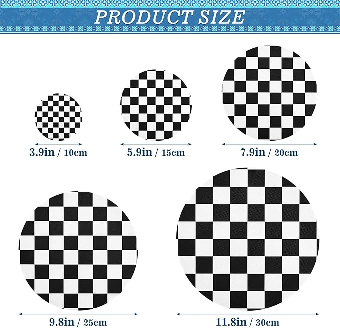5 Pcs Bowl Covers Reusable in 5 Size Elastic Food Cover Cloth Lids Fresh Keeping Dish Cookware Bakeware Fabric Covers Lids for Food Leftovers Fruits Storage Checkered Black and White