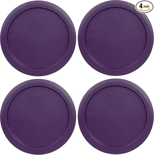 Replacement Lids for Pyrex 4-Cup Glass Food Storage Container Bowls, 6-Inch Plastic Round Lids Covers fits Pyrex 7201-PC, Airtight & Leakproof (4-Pack, Purple)