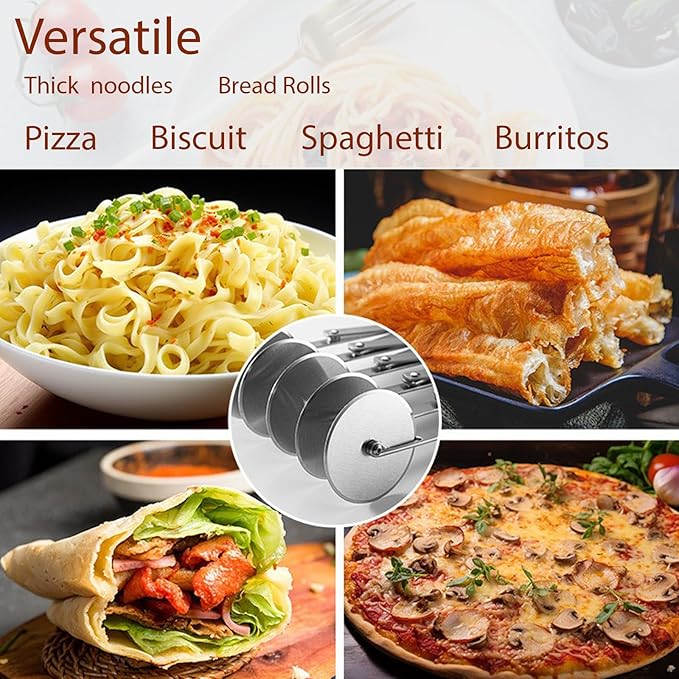 Pastry Cutter 6 Wheels Pizza Cutter Stainless Steel Dough Cutter Baking Tools Scalable Divider