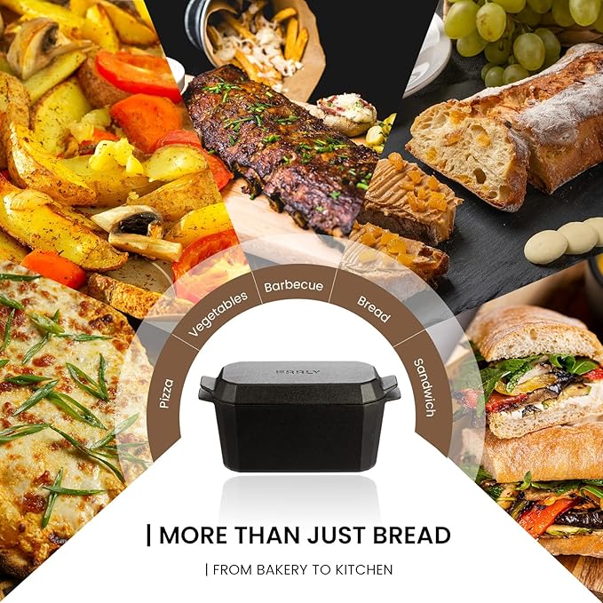 Cast Iron Bread Pan with Lid,Dutch Oven for Sourdough Bread Baking-10 x 5 Inch Durable Cast Iron Loaf Pans Rectangular Baking Pan,Extra Large Deep Dish Baking Pans for Cake