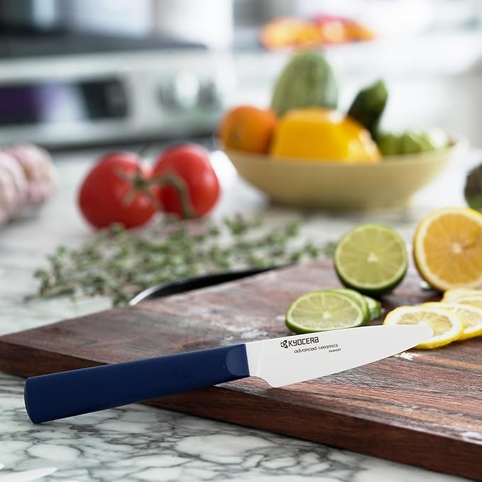 KYOCERA INNOVATIONwhite 3" Ceramic Paring Knife - White Z212 Blade with Non-Slip Blue Handle