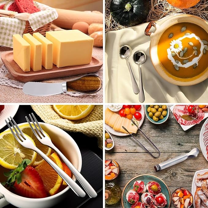 Charcuterie Accessories (14 Pcs), Cheese Spreaders for Charcuterie Board, Mini Serving Spoons, Forks and Mini Serving Tongs - Charcuterie Utensils for Butter, Cheese and Pastry Making