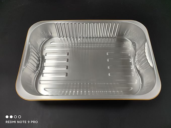 20pack 13 "x9 aluminum foil baking pan（3500ml） tray,steaming table tray, gold thickened disposable pot for cooking and heating