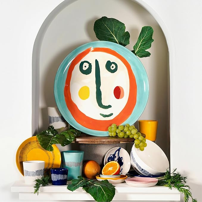 Breakfast Plate | Feast tableware by Ottolenghi | 4 Dessert Plates | Stoneware Dinnerware Set in mixed colors 2 | luxury Dishware for Dinner at Home, Party | Kitchen Sets