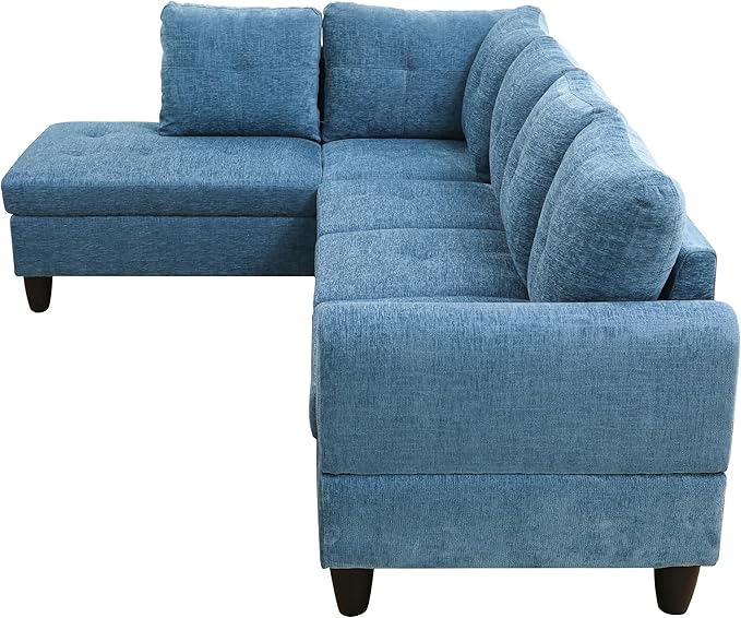 NicBex L Shaped Couch Sectional Couches for Living Room 2 Pieces Modern Sectional Sofa with Left Chaise Sectional Couch with Solid Frame for Living Room, Flannel, Blue