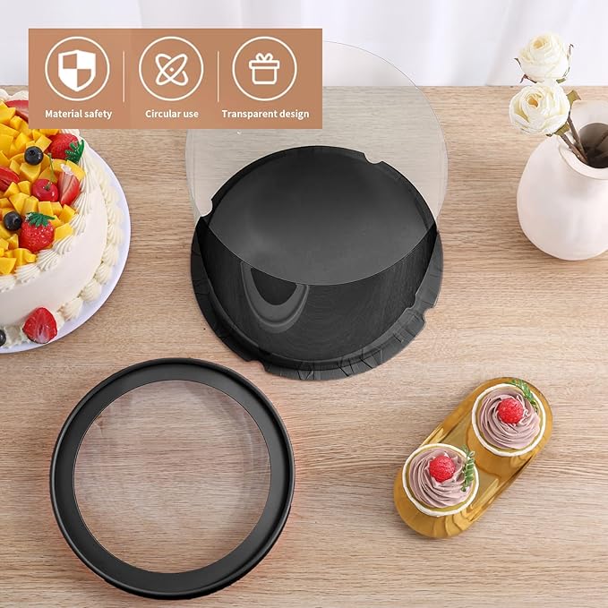 6 Pack Tall Cake Boxes for Tier Cakes,Black 8.5x9.5 Inch Disposable Multi-Layer Tall Baking Carrier, Tierd Bakery Take Out Transport Containers for Wedding, Birthday, Party(Round Black 8.5inch/6pcs)