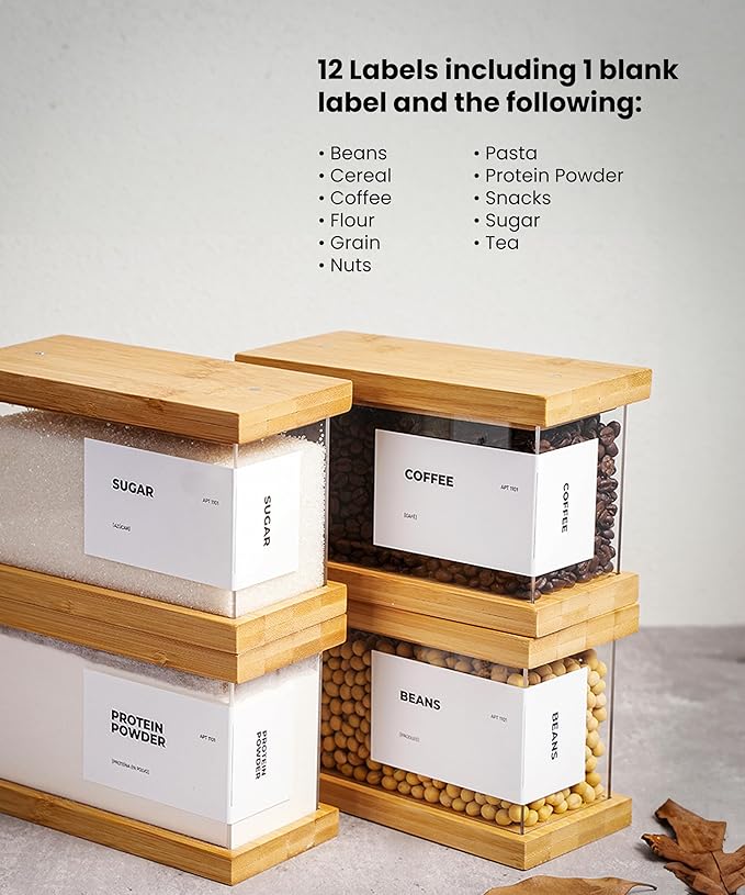 Bamboo Food Dispenser | Kitchen Organizers and Storage | Airtight Pantry Organizers and Storage Container | Cereal, Rice, Flour, Snack Storage (2, Small)