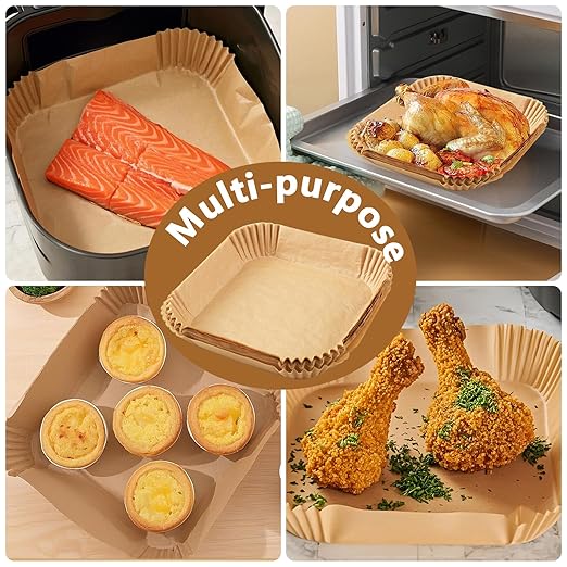 400 Pack 7.5 Inch Air Fryer Liners, Parchment Paper Sheets for Air Fryer Basket, Non-Stick, Disposable, Unbleached, Heat Resistant, Fits 3-6 QT Air Fryers. (Bottom size: 6in)