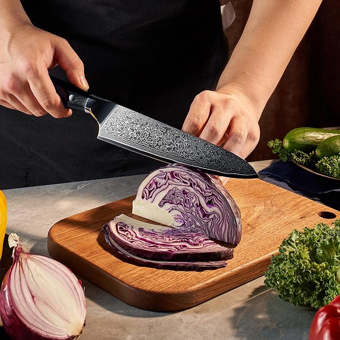 SENKEN 6-Piece Damascus Steel Kitchen Knife Set - Shogun Collection - 67-Layer Japanese VG10 Steel - Chef's Knife, Cleaver Knife, & More, Extremely Sharp Blades for Effortless Cutting, Luxury Gift Box