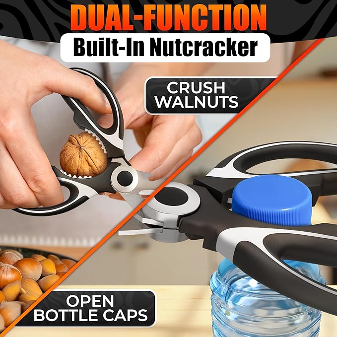 2 Pcs Cooking Scissors with Cover – Dishwasher Safe Kitchen Shears for Food Heavy Duty, Cooking Shears with 2CR13 Stainless Steel Blades – Kitchen Scissors All Purpose, Two Colors for Different Tasks