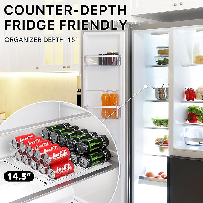 Simple Houseware Assorted Can Organizer for Refrigerator/Pantry, Set of 4, Clear