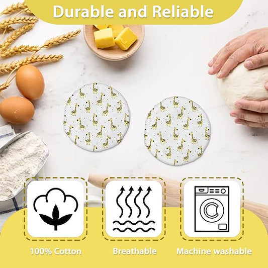 Cute Giraffe Cloth Covers for Sourdough Starter Jar,Reusable Lid Top Cover Bread Fermentation Baking Supplies for 3-4 Inch Jar Mouth