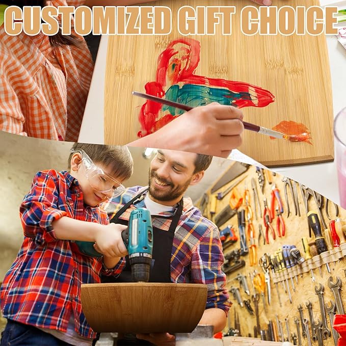 Patelai 12 Packs Wooden Cutting Board Set with Handles Large Kitchen Serving Plain Chopping Board Bulk Gifts for Mom for Vegetables Meat Pizza Cheese Fruit Bread(Bamboo,17 x 10 Inch)