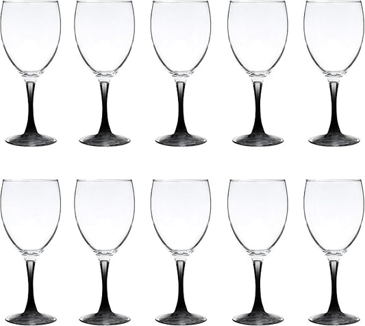 DISCOUNT PROMOS Nuance Wine Glasses by ARC 10.5 oz. Set of 10, Bulk Pack - Restaurant Glassware, Perfect for Red Wine, White Wine, Cocktails - Black