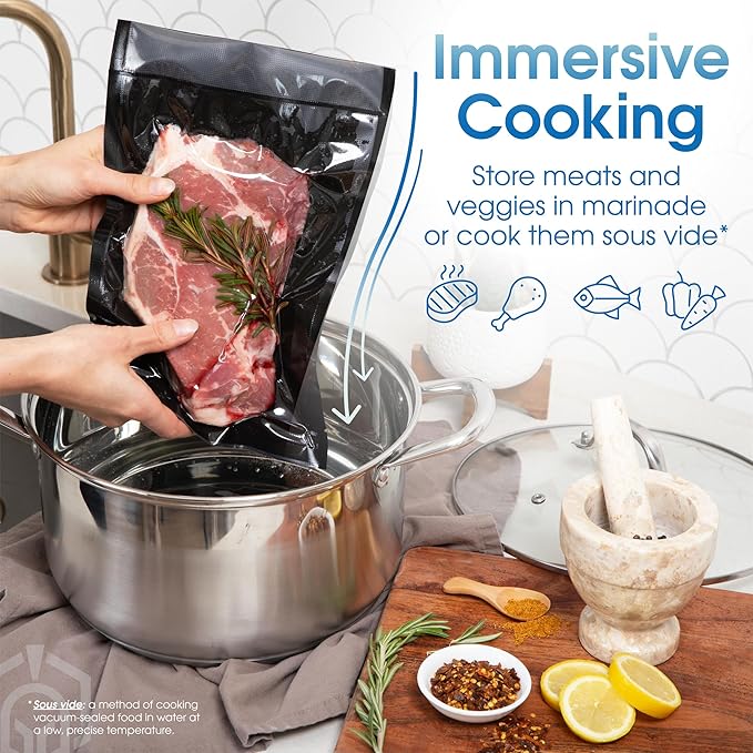 Spartan Industrial 8" X 12" Vacuum Seal Bags - 100 Count BPA-Free Food Storage Bags for Marinating, Freezing, Sous Vide Cooking