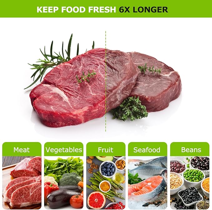 Bonsenkitchen Precut Vacuum Sealer Bags, 100 Gallon 11" x 16" Food Sealer Bags, Food Grade, BPA Free, Heavy Duty, Customized Vacuum Bags for Vac Storage, Meal Prep or Sous Vide Cooking, VB3214