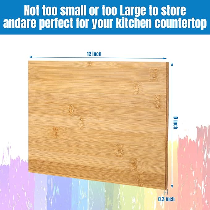 18 Pcs Wood Cutting Board Bulk Kitchen Chopping Boards Large Serving Board Wooden Cutting Board Set for Kitchen Meat Cheese Bread Vegetables (12'' x 8'', Bamboo Wood)