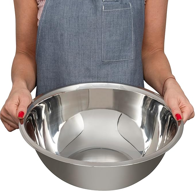 WHYSKO® Large Mixing Bowls, Set of 3 Stainless Steel 8 Quart Bowls for Restaurants, Food Service, Caterers and Home Kitchen Use, Rust Proof Bowls Great for Meal Prep, Baking, Serving, Food Storage