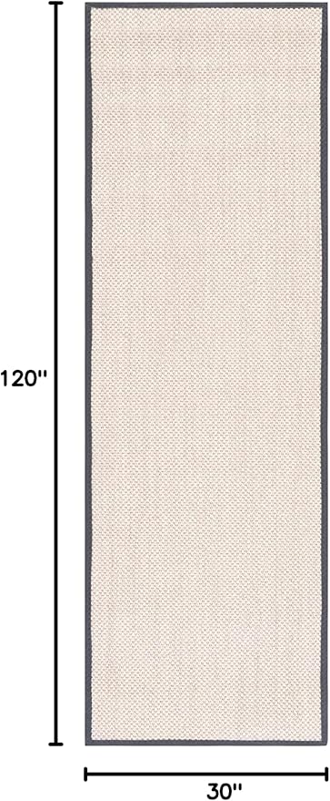 SAFAVIEH Natural Fiber Collection Runner Rug - 2'6" x 10', Marble & Dark Grey, Sisal, Woven Design with Border (NF143D)