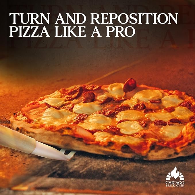 Pizza Bubble Popper Spinner Turning Fork Aluminum 17.5 inch with Wooden Handle and Leather Strap (2-Pack), Pizza Turner Peel - Outdoor Pizza Oven Accessories