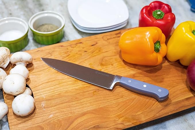 8 Inch Professional Chef Knife – High Carbon Stainless Steel, Razor-Sharp, Versatile Cooking & Cutting Kitchen Knife, Ergonomic Handle, Sleek Gray Design