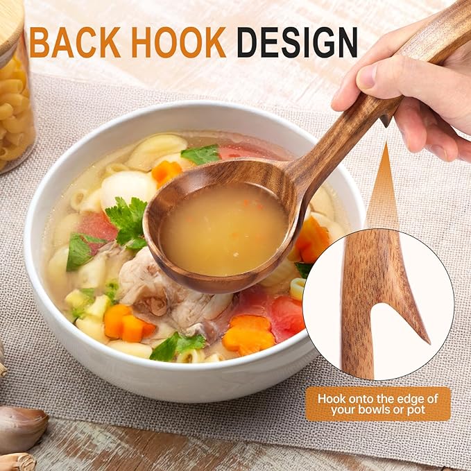 Wooden Spoons for Cooking, Wooden Utensils for Cooking Natural Teak Wooden Kitchen Utensils Set Comfort Grip (3 PCS)