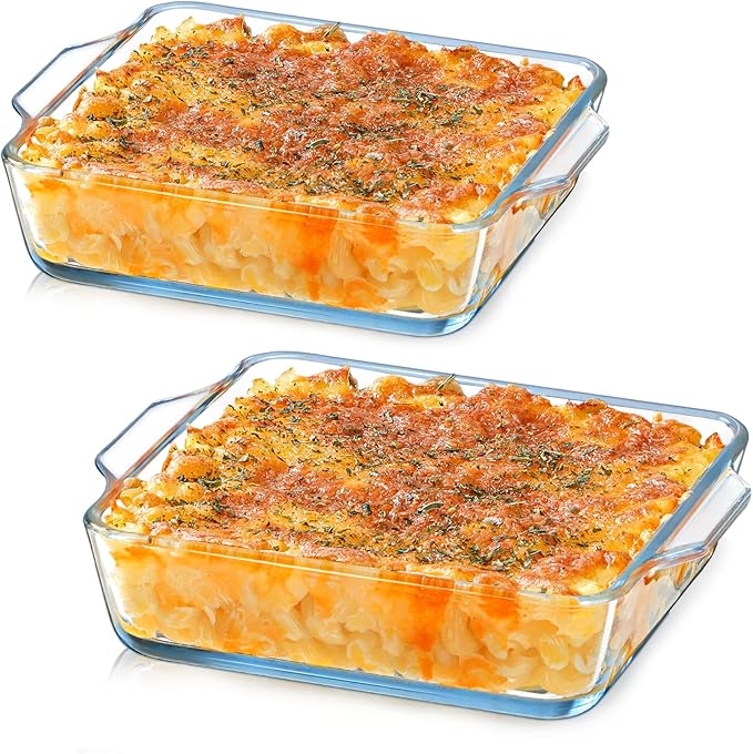 NUTRIUPS 6x6 Baking Dish 2-pack, Square Glass Baking Dish for Oven, 22oz Square Cake Pan Glass Casserole Dishes for Oven