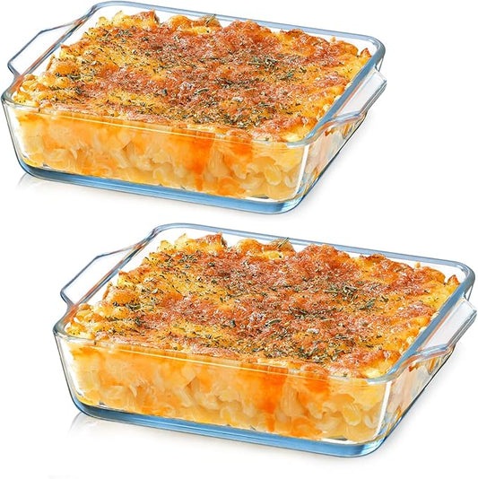 NUTRIUPS 6x6 Baking Dish 2-pack, Square Glass Baking Dish for Oven, 22oz Square Cake Pan Glass Casserole Dishes for Oven