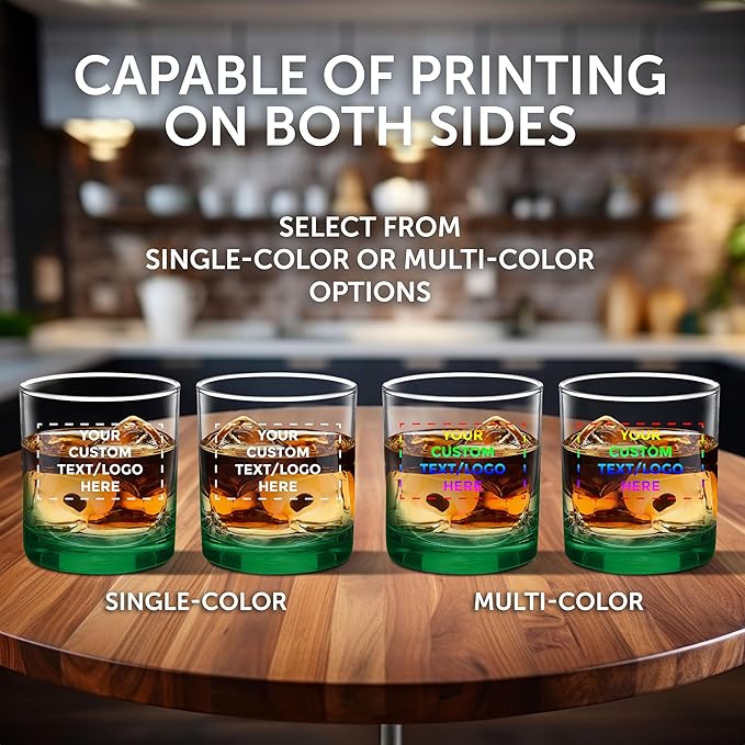 Custom Lexington Rocks Whiskey Glass 10.5 oz, Set of 12, Personalized Bulk Pack - Perfect for Scotch, Bourbon, Whiskey, Cocktail - Green