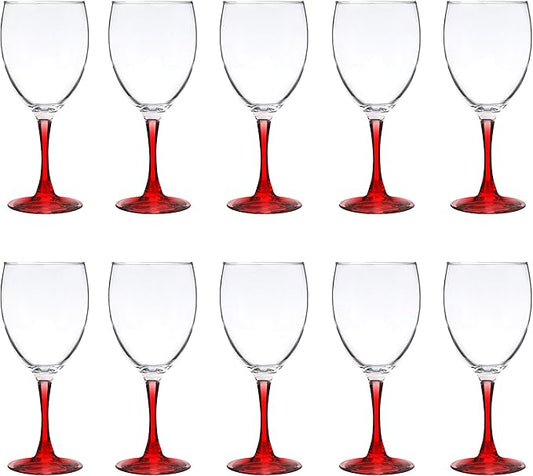 DISCOUNT PROMOS Nuance Wine Glasses by ARC 10.5 oz. Set of 10, Bulk Pack - Restaurant Glassware, Perfect for Red Wine, White Wine, Cocktails - Red