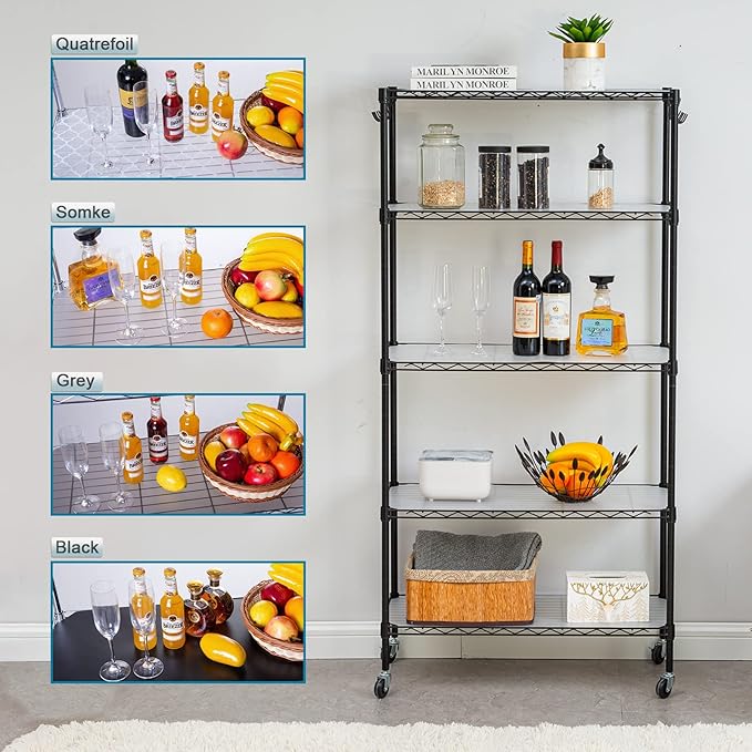 BRIAN & DANY Wire Shelf Liner 14" X 36", Heavy Duty Shelf Liners for Wire Shelving, Waterproof Protector Mats, Set of 5, Charcoal