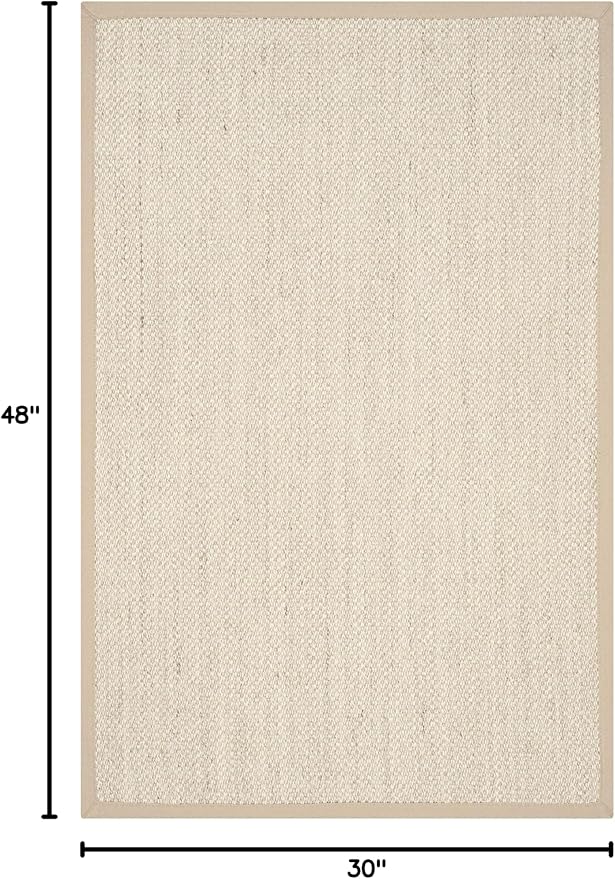 SAFAVIEH Natural Fiber Collection Area Rug - 2'6" x 4', Marble & Linen Color, Sisal, Woven Design with Border (NF143B)