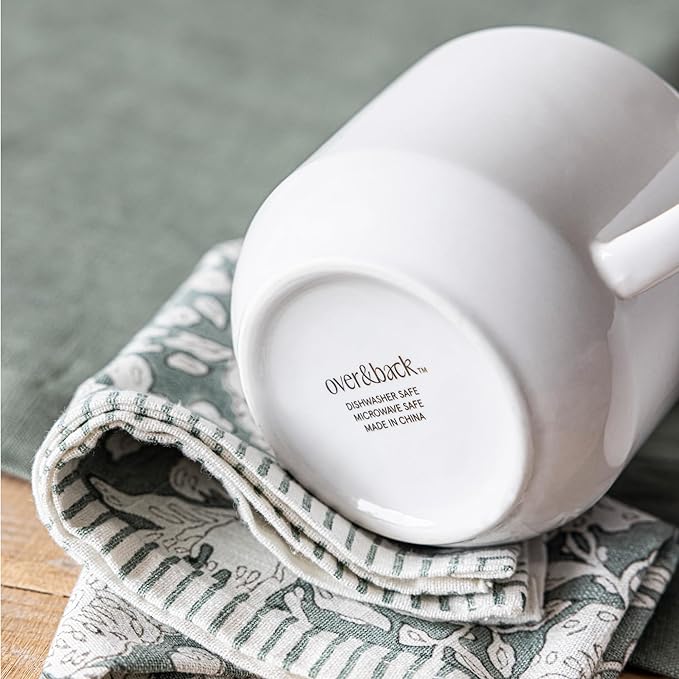 over&back Coupe Porcelain Coffee Mugs - 4-Piece Mug Set - Enjoy the Perfect Cup of Coffee, Tea, Latte, and More - Glossy White - 14 Oz