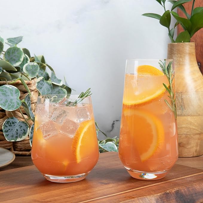 Larder & Vine Crystalline Glassware Tumbler Set, Artisan Drinkware for Cocktails, Water, Whiskey or Spirits, Handmade in Poland (Classic Short)