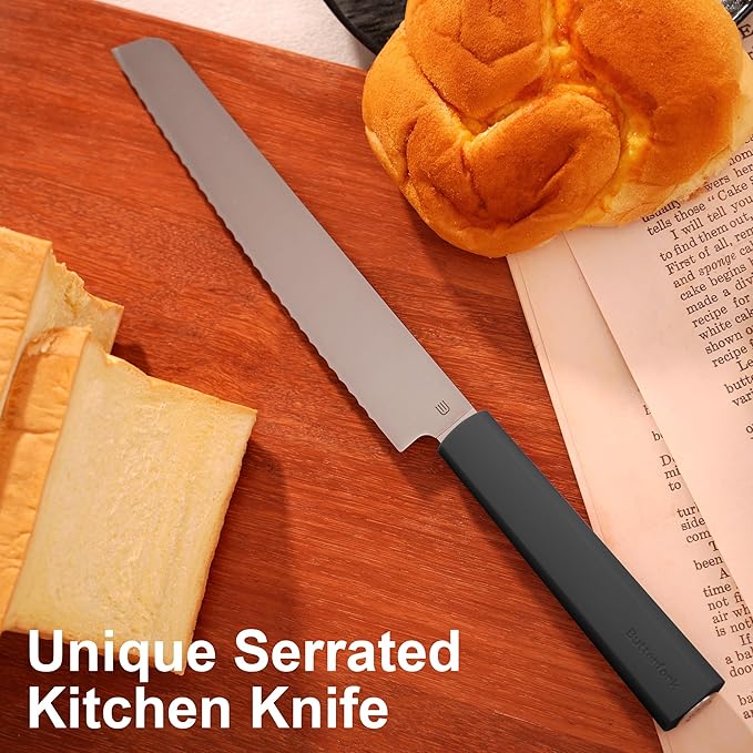 7.5" Serrated Bread Knife for Homemade Bread, Razor Sharp AR-RPM9 Steel & Innovative Wavy Edge, Professional Serrated Knife for Sourdough Bread Cake, Gift Box for Baker Home Chefs