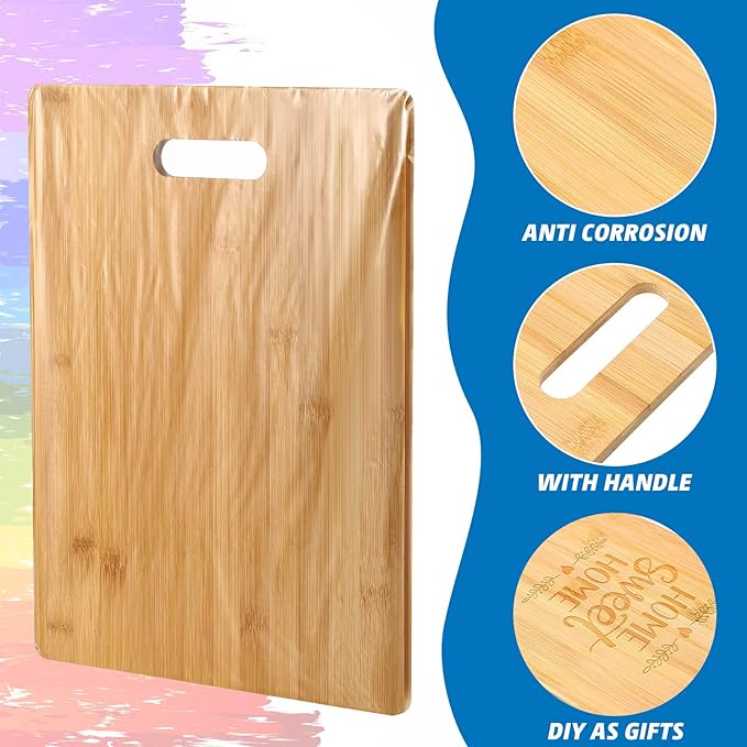 Vesici 18 Pack Plain Cutting Boards with Handles Bulk Blanks Laser Engraving Large Chopping Board for Customized, Personalized Engraving Gifts(Bamboo,14''x11'')