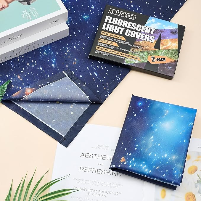 2 Pcs Fluorescent Light Covers - 4 x 2 Feet Covers for Ceiling Lights, Magnetic Light Filters for Classroom, Office, Hospitals, Home