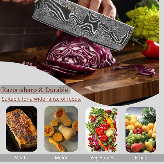 Wakoli NIT Nakiri Knife – 6.7-Inch Professional Damascus Vegetable Knife | 67-Layer VG10 Core Steel Blade | Ergonomic G10 Handle | High-Performance Kitchen Knife in Gift Box