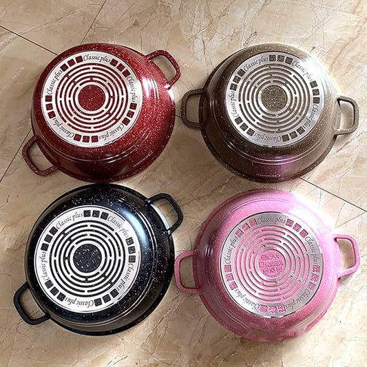 6-Piece Pink Nonstick Cookware Set with Glass Lids, Marble-Coated Aluminum Pots & Pans, Includes 20cm, 24cm, 28cm, 32cm Saucepans & 28cm Frying Pan, Heat-Resistant Gloves