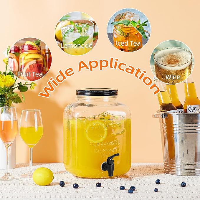 2 PCS 1.5 Gallon Drink dispenser For Parties, Beverage Dispenser With Stand, Large Water Drink Dispensers With Spigot for BBQ, Picnic, Party, Ideal for Lemonade,Juice, Tea, and Party Drinks